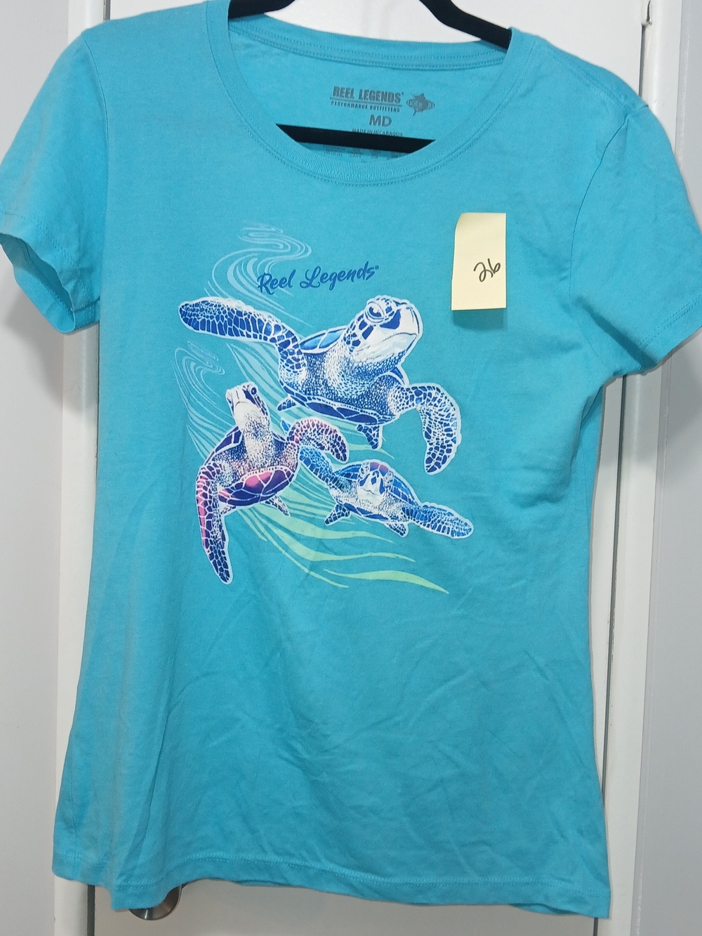 Reel Legends Juniors' Turquoise Sea Turtle Graphic Tee